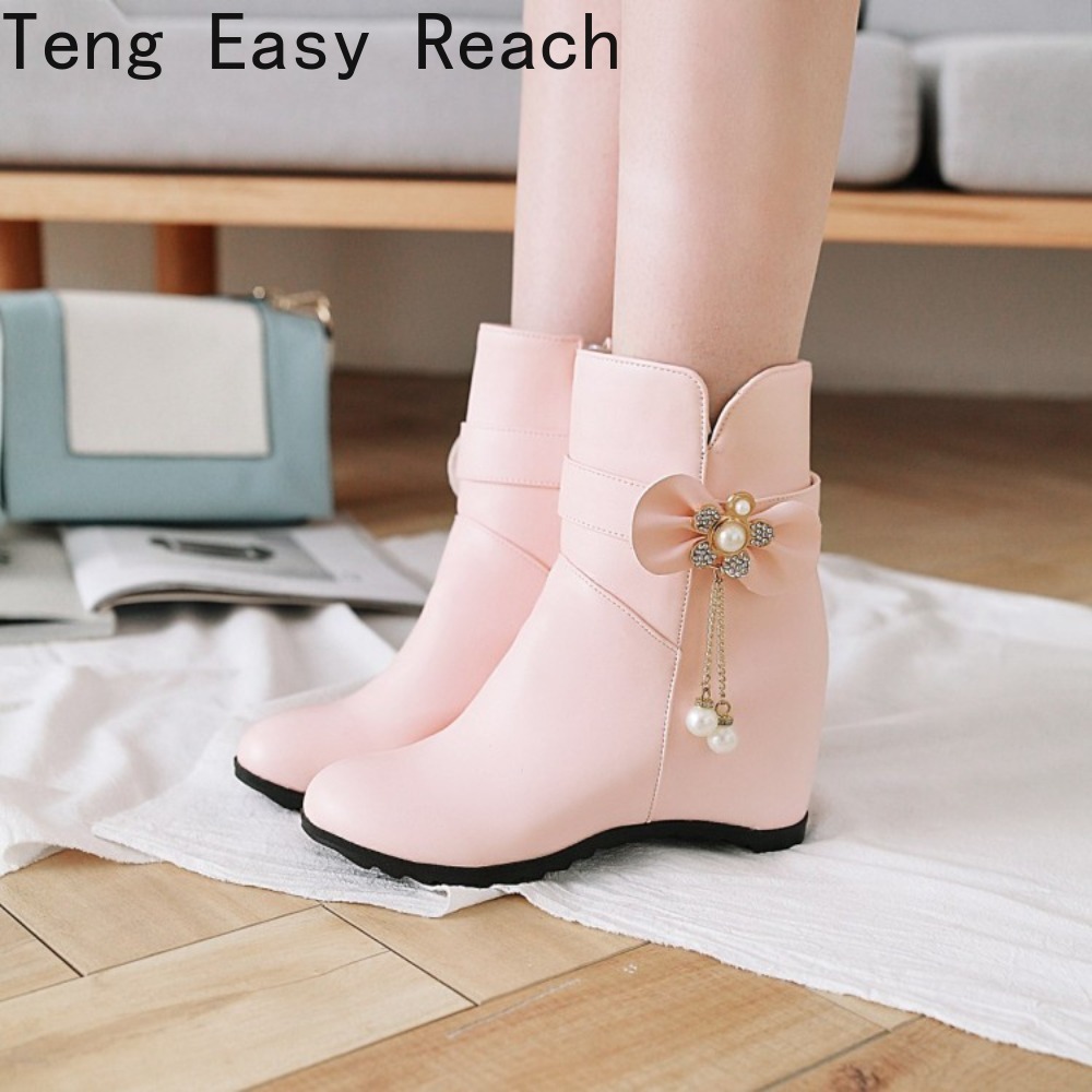 Women'S Ethnic Fashion Brands - Модные женские зимние сапоги-полусапоги на танкетке